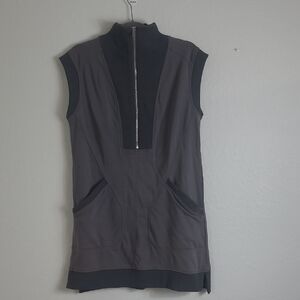 Fashion Sleeveless Gray Zip-Up Tennis Dress Size L